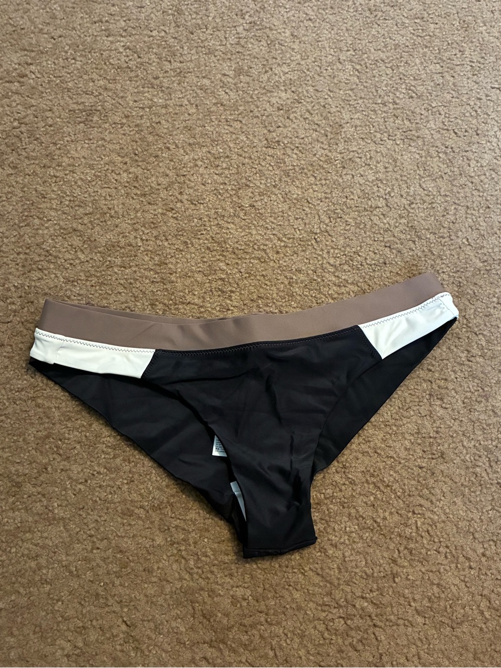 Prana Black Bikini Bottom with Taupe and White Accents